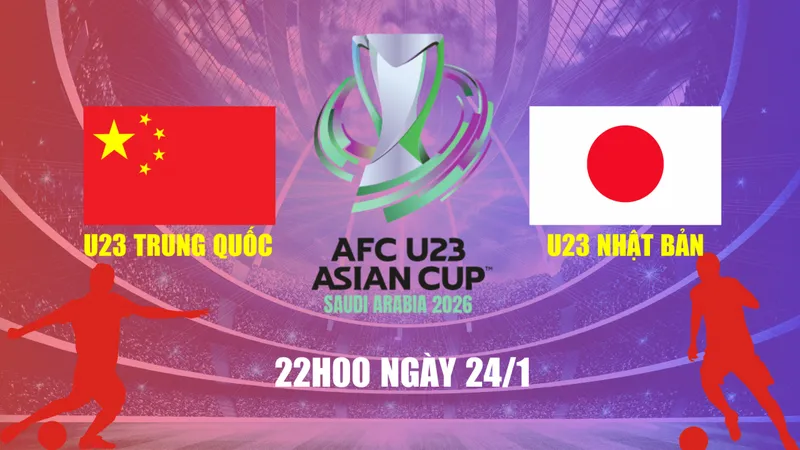 Cầu thủ U23 Trung Quốc và U23 Nhật Bản đối đầu trên sân cỏ